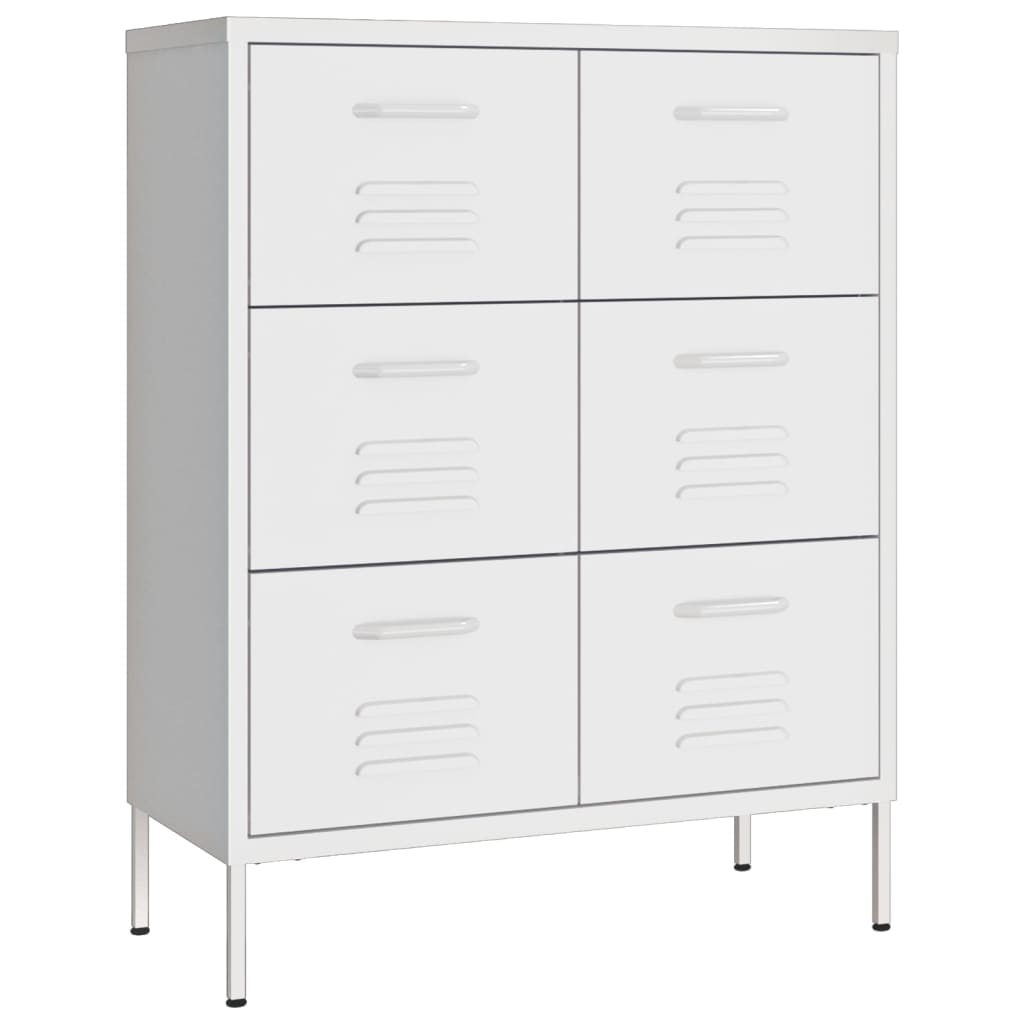 vidaXL Dulap cu sertare, alb, 80x35x101,5 cm, oțel vidaXL Dulap cu sertare, alb, 80x35x101,5 cm, oțel