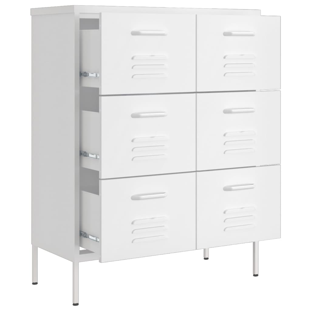 vidaXL Dulap cu sertare, alb, 80x35x101,5 cm, oțel vidaXL Dulap cu sertare, alb, 80x35x101,5 cm, oțel