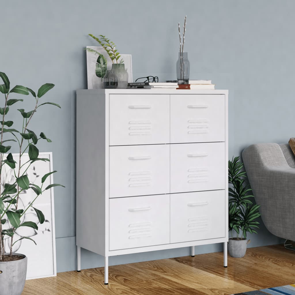 vidaXL Dulap cu sertare, alb, 80x35x101,5 cm, oțel vidaXL Dulap cu sertare, alb, 80x35x101,5 cm, oțel