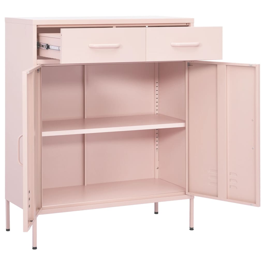 vidaXL Dulap de depozitare, roz, 80x35x101,5 cm, oțel vidaXL Dulap de depozitare, roz, 80x35x101,5 cm, oțel
