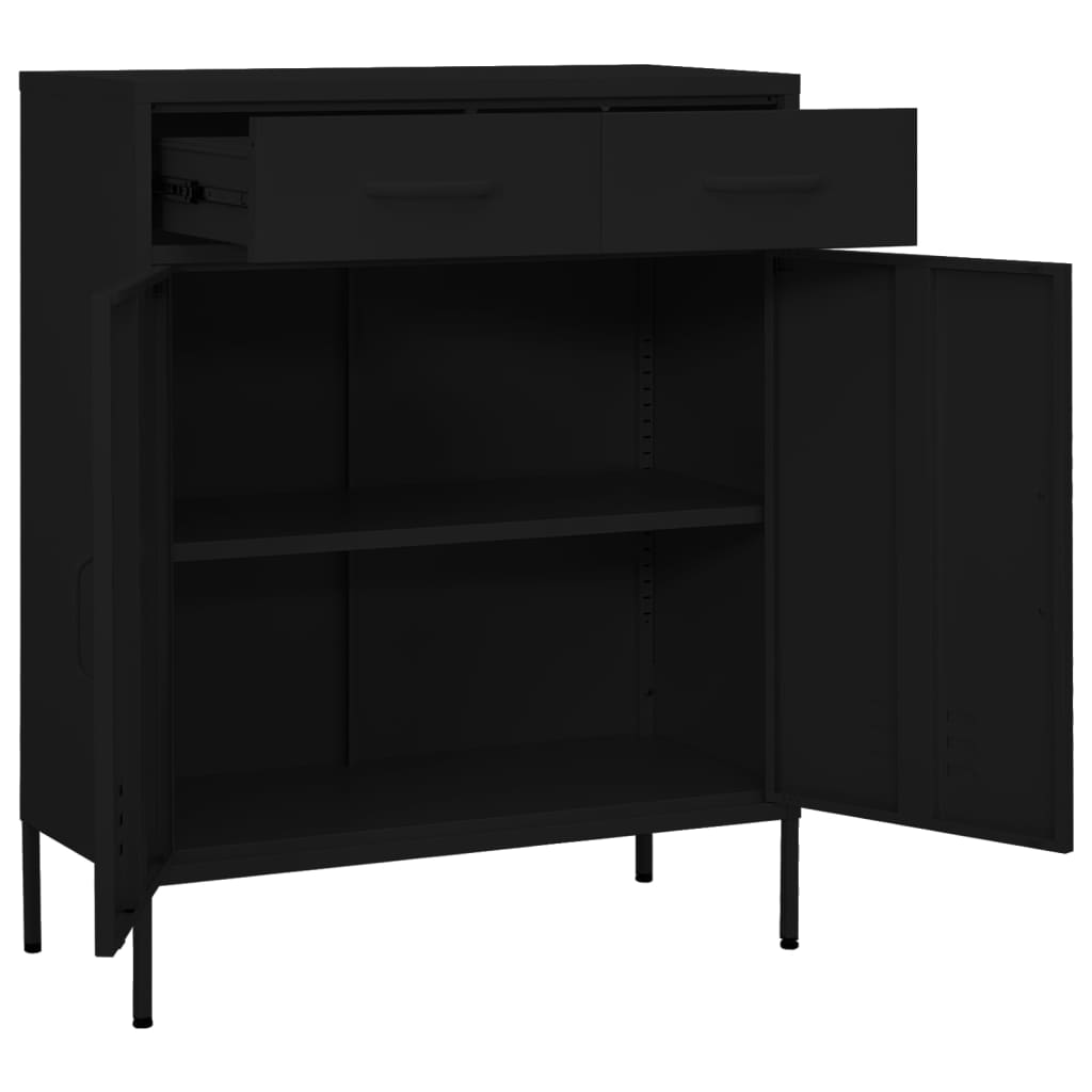 vidaXL Dulap de depozitare, negru, 80x35x101,5 cm, oțel