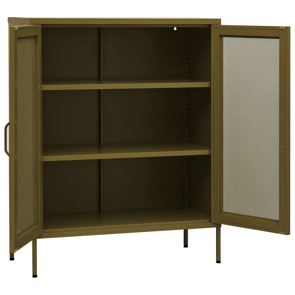 vidaXL Dulap de depozitare, verde măsliniu, 80x35x101,5 cm, oțel vidaXL Dulap de depozitare, verde măsliniu, 80x35x101,5 cm, oțel