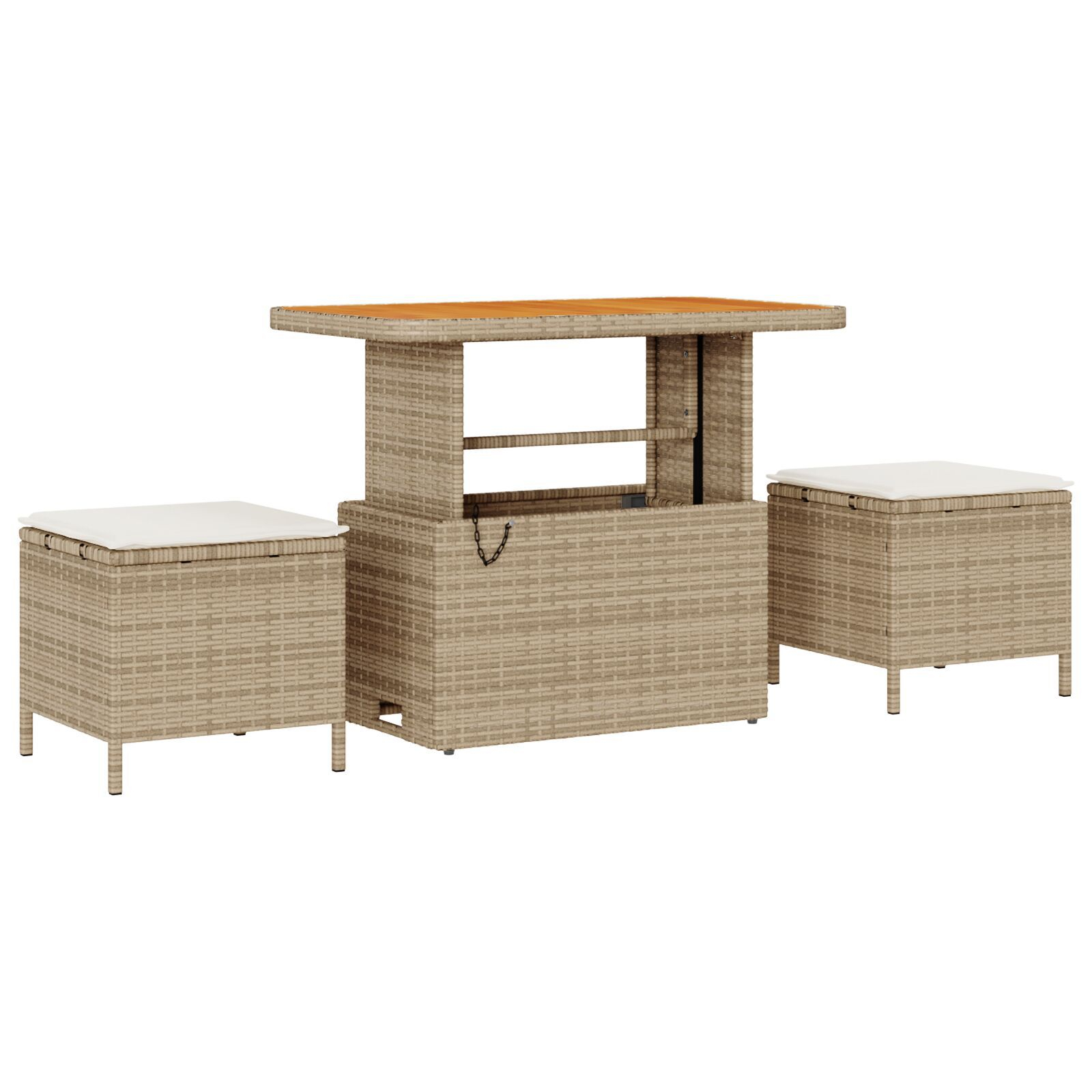 vidaXL Set mobilier grădină , 10 piese, cu perne, ratan poly bej, acacia.