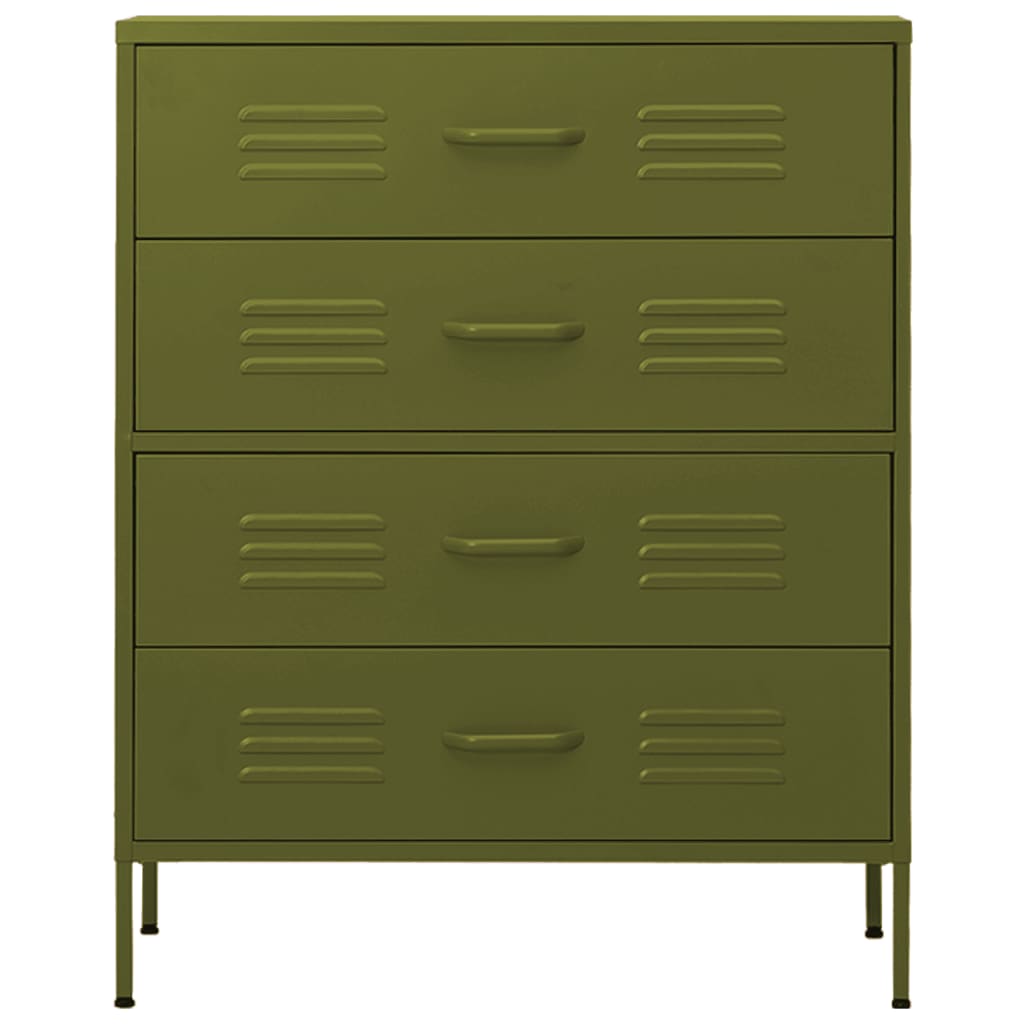 vidaXL Comodă cu sertare, verde măsliniu, 80x35x101,5 cm oțel vidaXL Comodă cu sertare, verde măsliniu, 80x35x101,5 cm oțel
