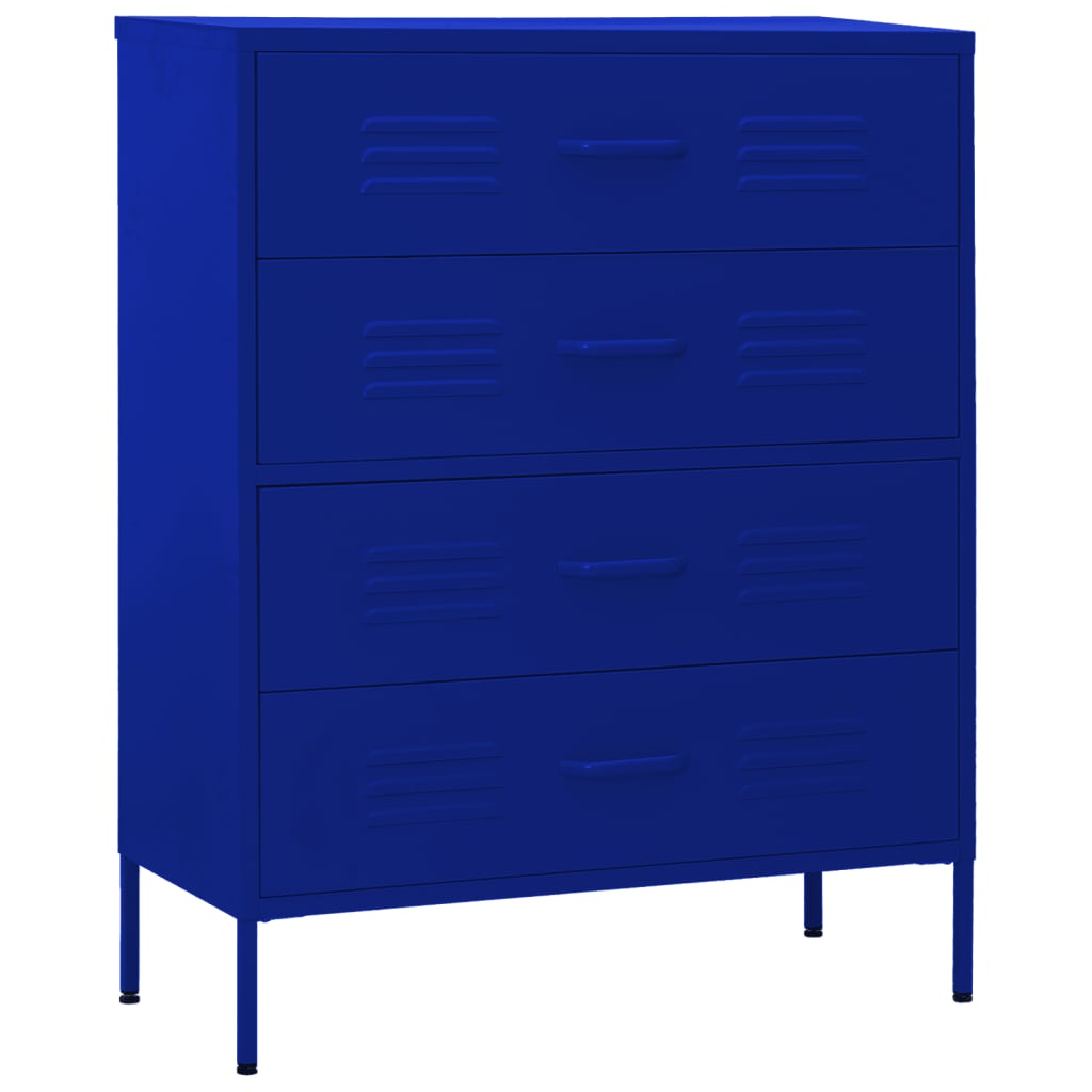 vidaXL Comodă cu sertare, bleumarin, 80x35x101,5 cm, oțel vidaXL Comodă cu sertare, bleumarin, 80x35x101,5 cm, oțel