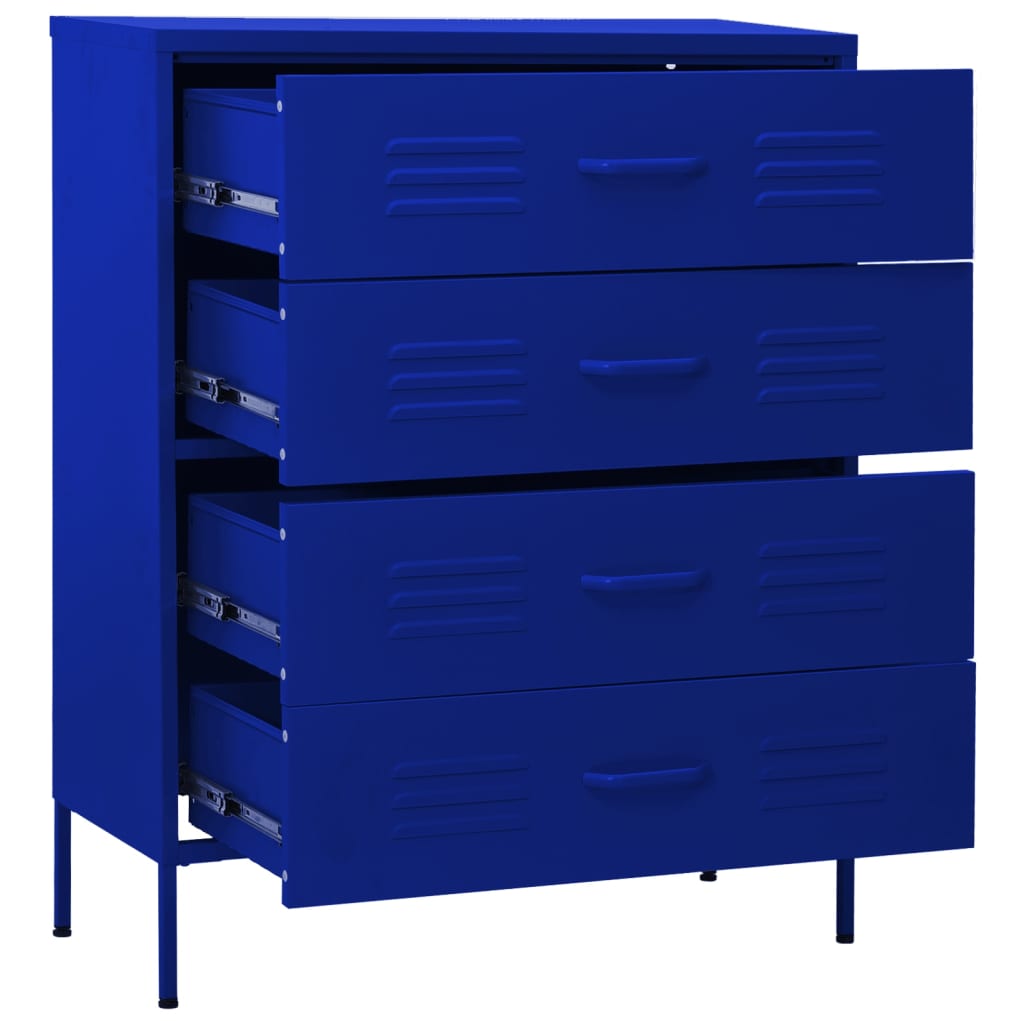vidaXL Comodă cu sertare, bleumarin, 80x35x101,5 cm, oțel vidaXL Comodă cu sertare, bleumarin, 80x35x101,5 cm, oțel
