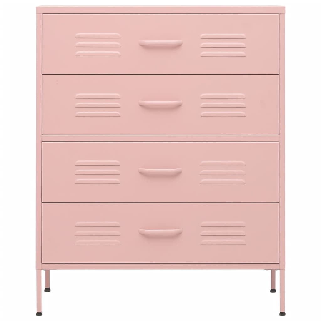 vidaXL Comodă cu sertare, roz, 80x35x101,5 cm, oțel vidaXL Comodă cu sertare, roz, 80x35x101,5 cm, oțel