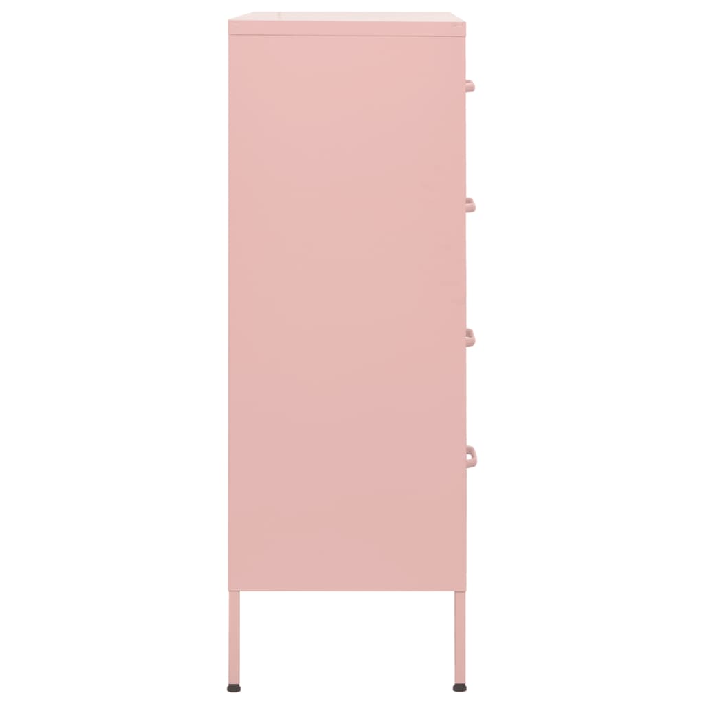 vidaXL Comodă cu sertare, roz, 80x35x101,5 cm, oțel vidaXL Comodă cu sertare, roz, 80x35x101,5 cm, oțel