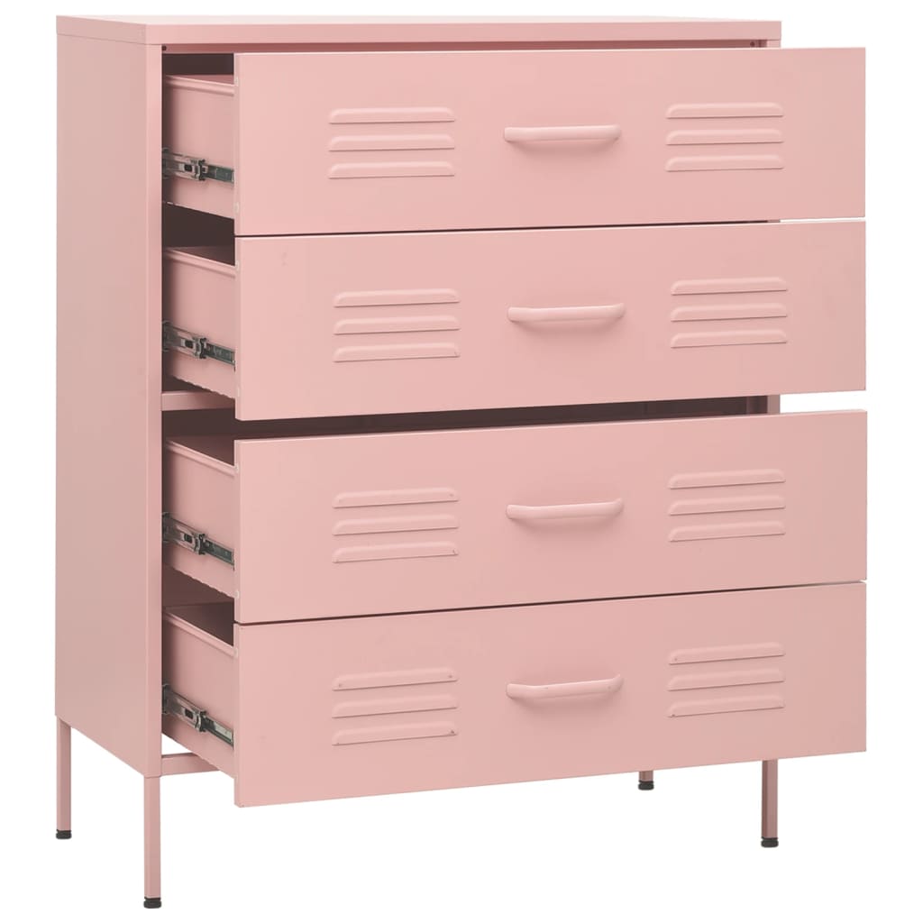 vidaXL Comodă cu sertare, roz, 80x35x101,5 cm, oțel vidaXL Comodă cu sertare, roz, 80x35x101,5 cm, oțel