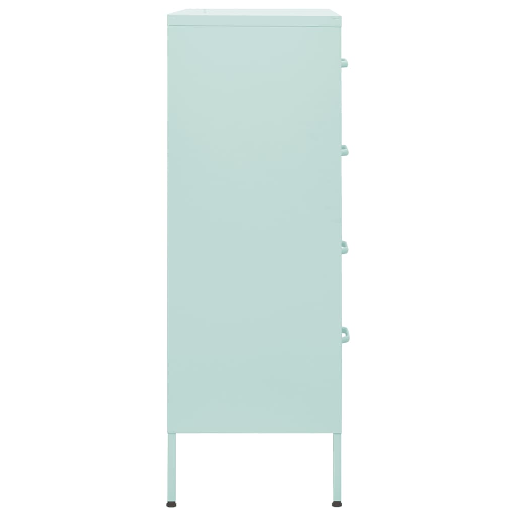 vidaXL Comodă cu sertare, verde mentă, 80x35x101,5 cm, oțel