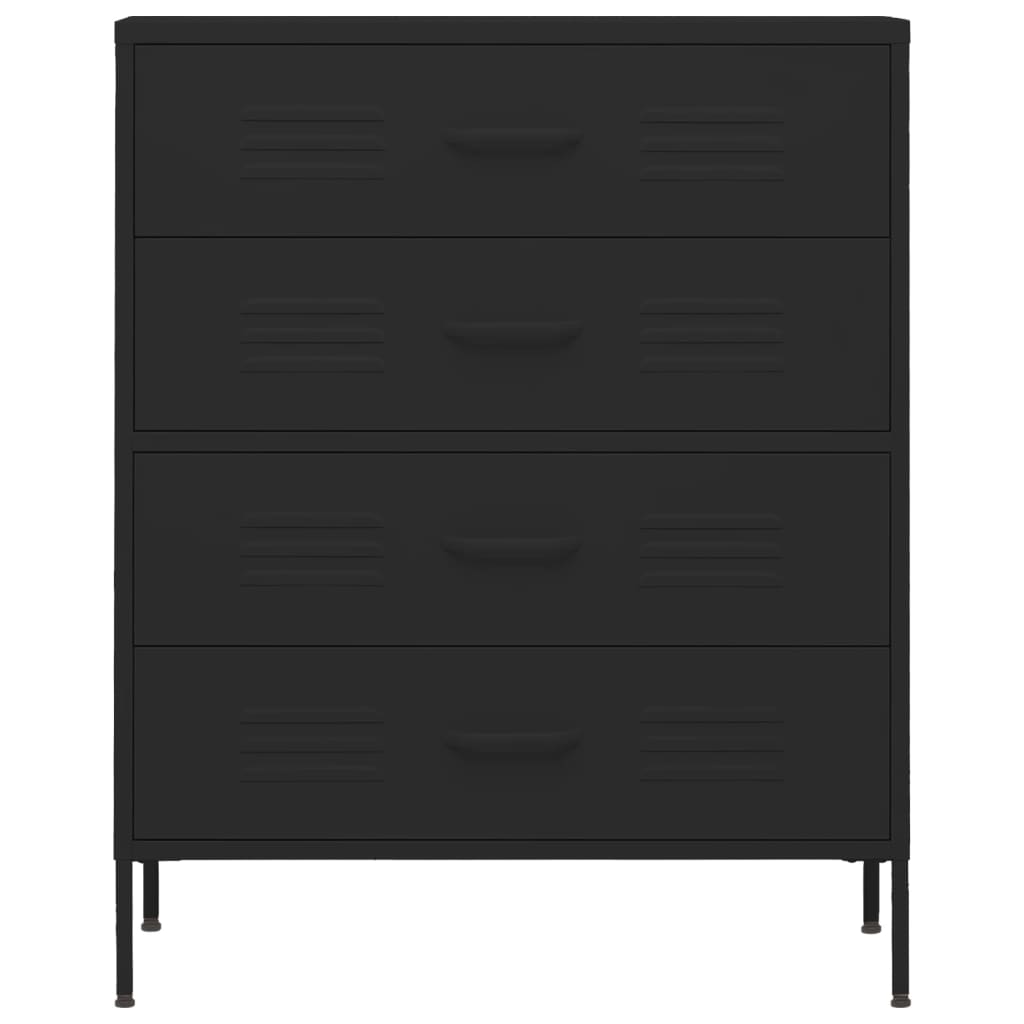 vidaXL Comodă cu sertare, negru, 80x35x101,5 cm, oțel
