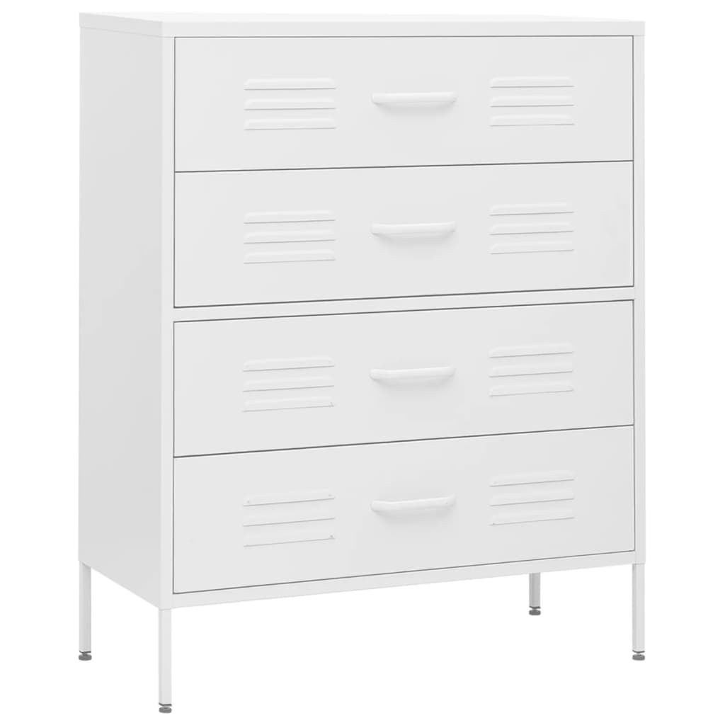 vidaXL Comodă cu sertare, alb, 80x35x101,5 cm, oțel vidaXL Comodă cu sertare, alb, 80x35x101,5 cm, oțel
