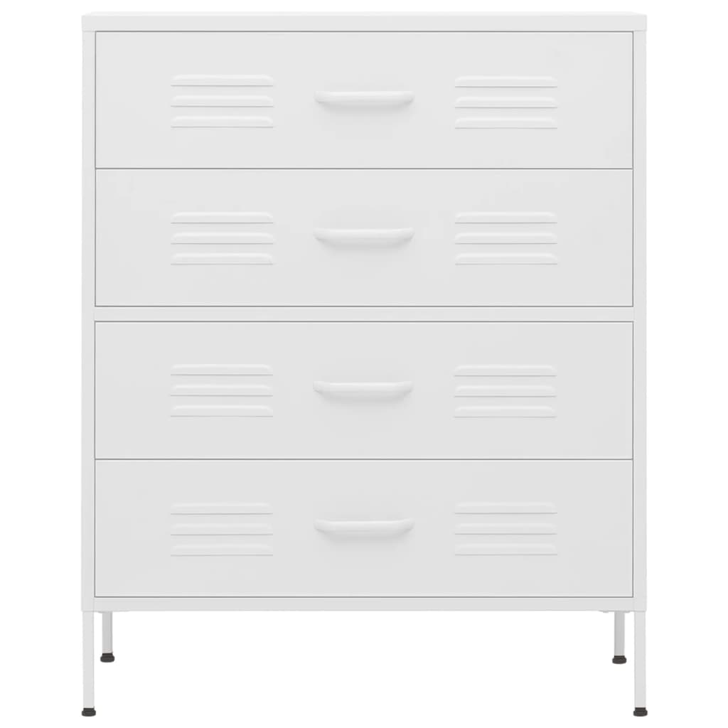 vidaXL Comodă cu sertare, alb, 80x35x101,5 cm, oțel vidaXL Comodă cu sertare, alb, 80x35x101,5 cm, oțel
