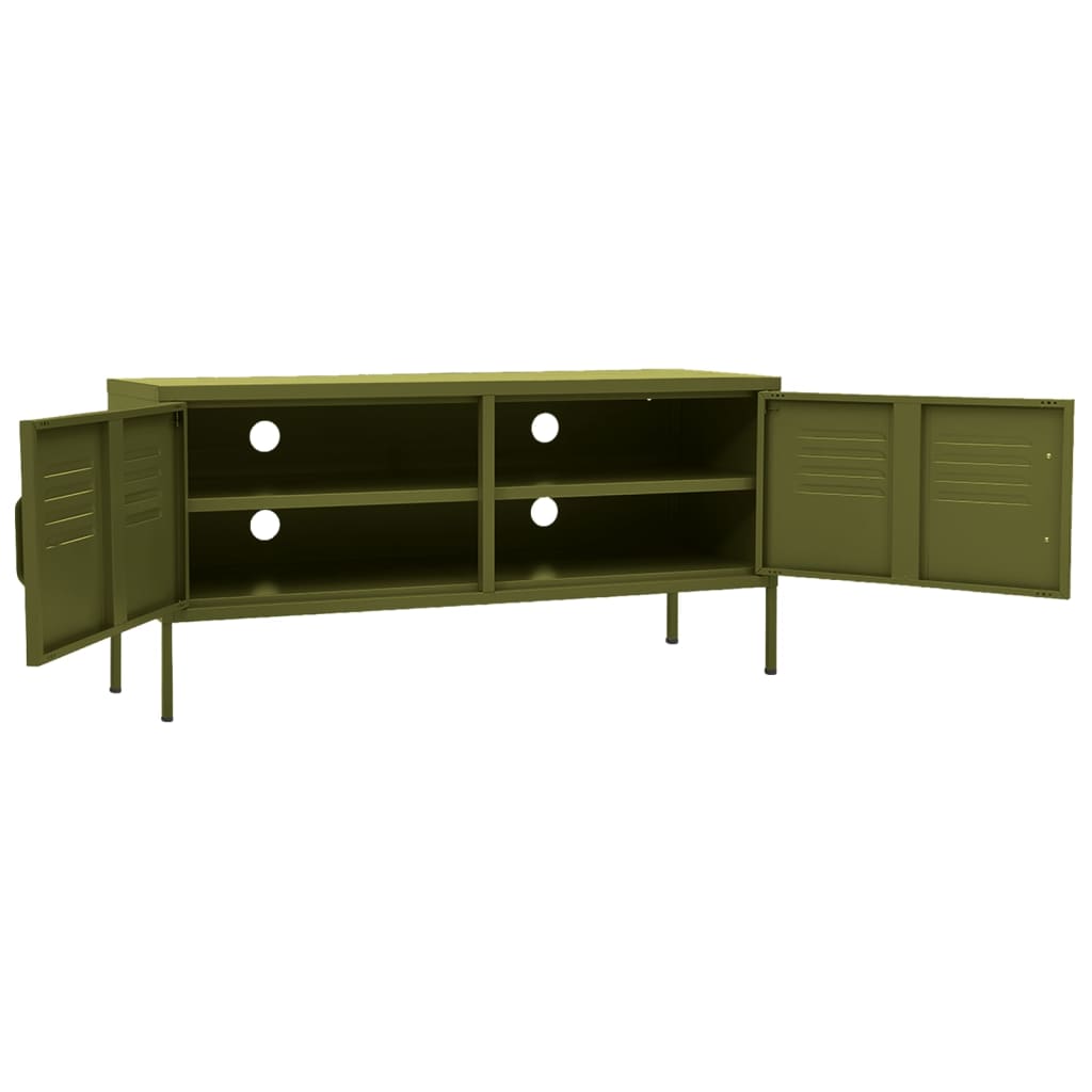 vidaXL Comodă TV, verde măsliniu, 105x35x50 cm, oțel