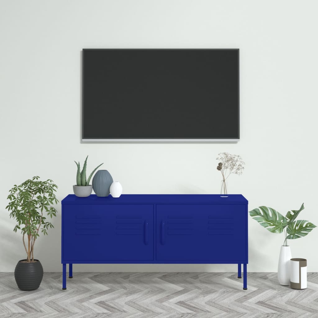 vidaXL Comodă TV, bleumarin, 105x35x50 cm, oțel vidaXL Comodă TV, bleumarin, 105x35x50 cm, oțel