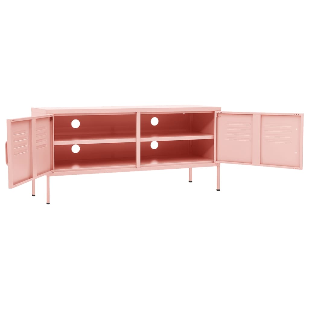 vidaXL Comodă TV, roz, 105x35x50 cm, oțel vidaXL Comodă TV, roz, 105x35x50 cm, oțel
