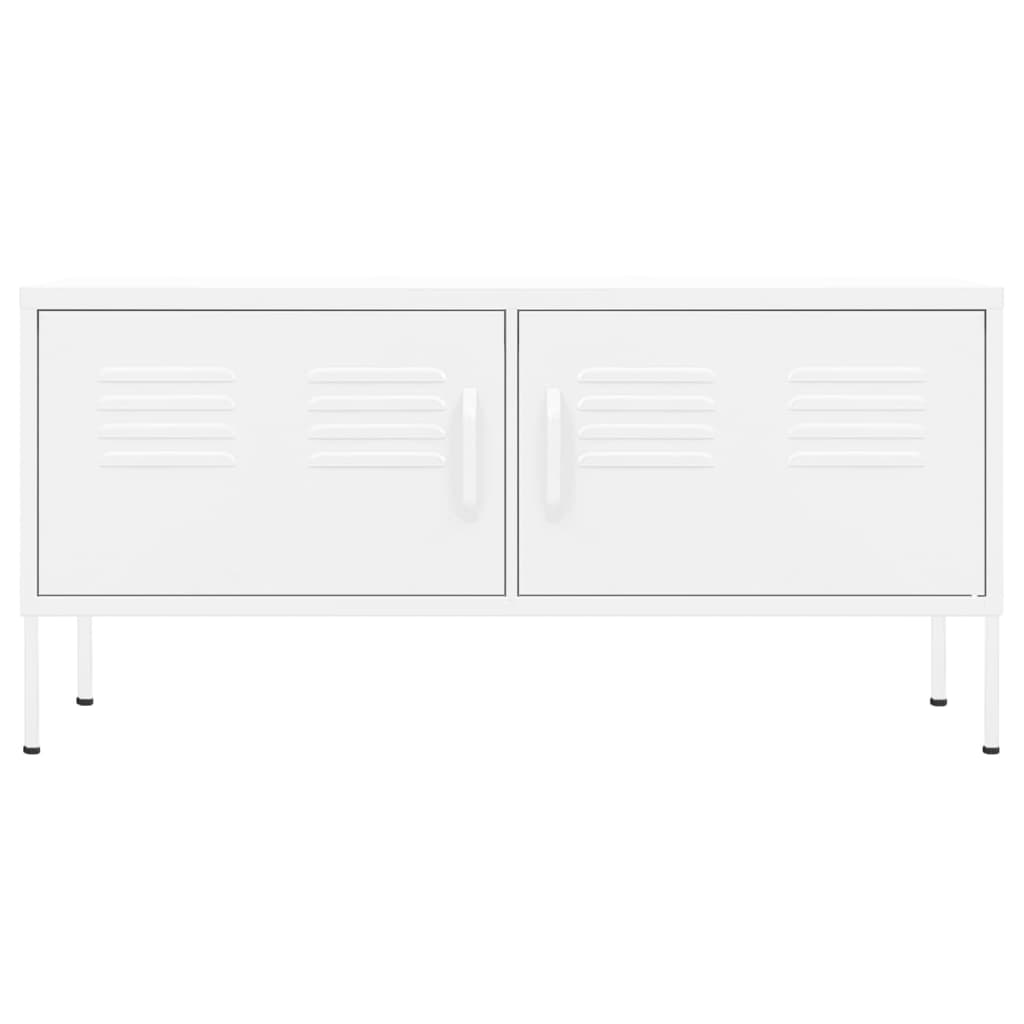 vidaXL Comodă TV, alb, 105x35x50 cm, oțel vidaXL Comodă TV, alb, 105x35x50 cm, oțel