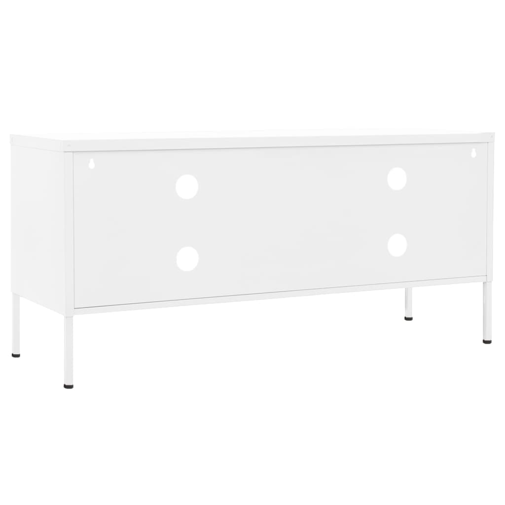 vidaXL Comodă TV, alb, 105x35x50 cm, oțel vidaXL Comodă TV, alb, 105x35x50 cm, oțel