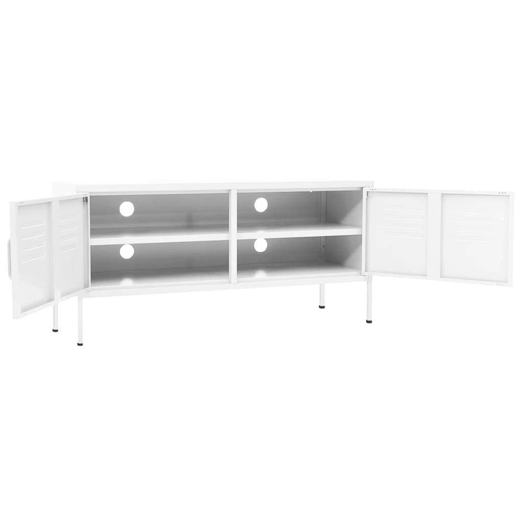 vidaXL Comodă TV, alb, 105x35x50 cm, oțel vidaXL Comodă TV, alb, 105x35x50 cm, oțel