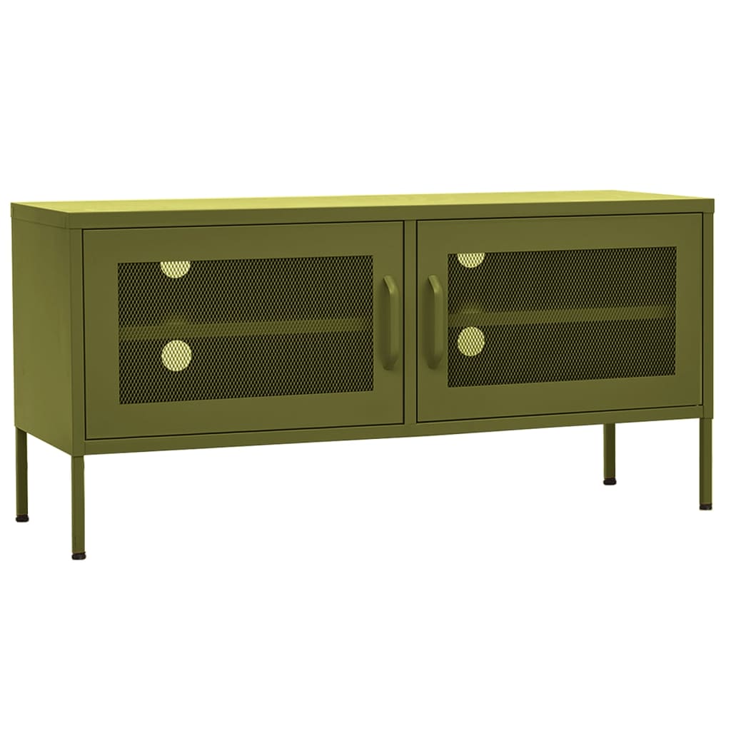 vidaXL Comodă TV, verde măsliniu, 105x35x50 cm, oțel