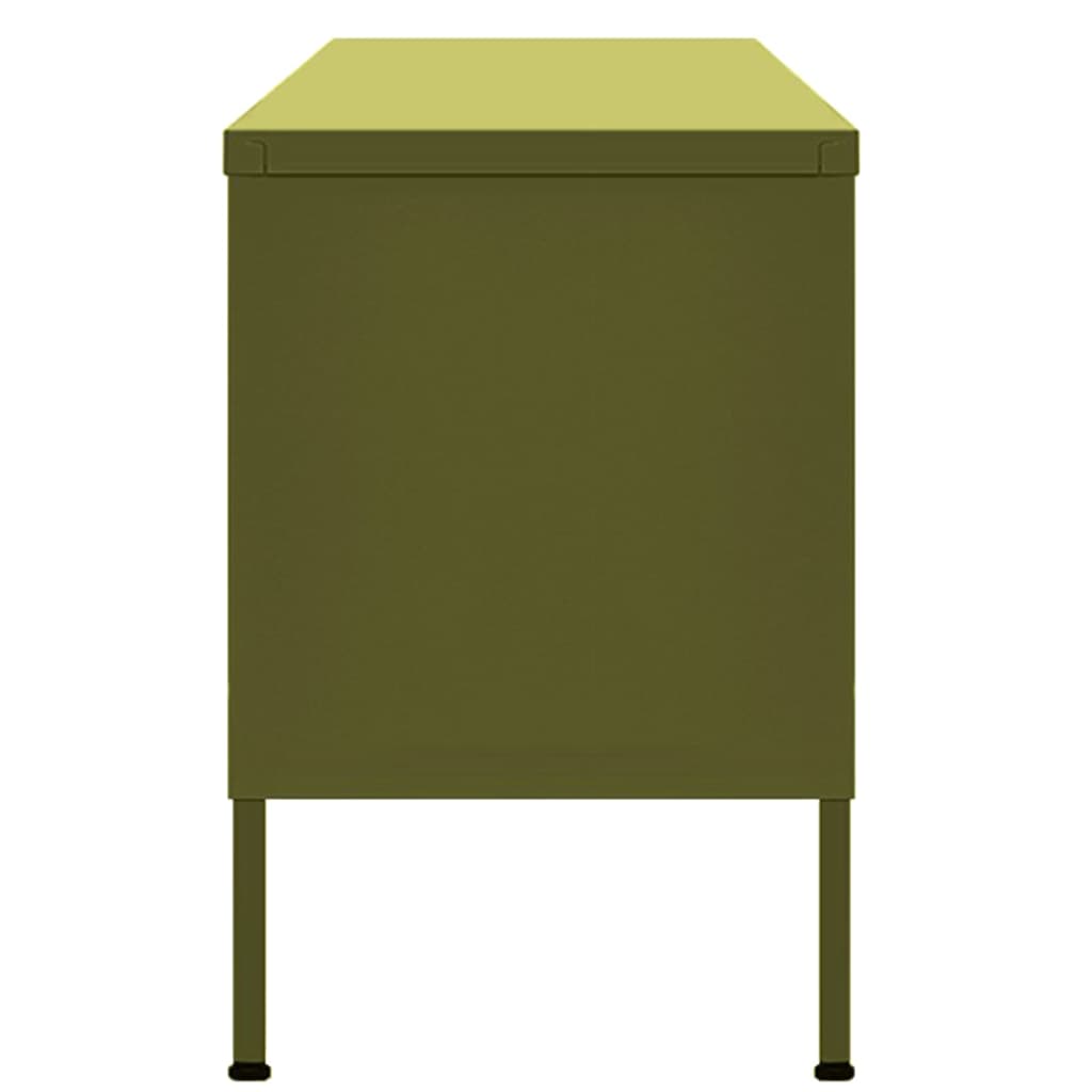 vidaXL Comodă TV, verde măsliniu, 105x35x50 cm, oțel