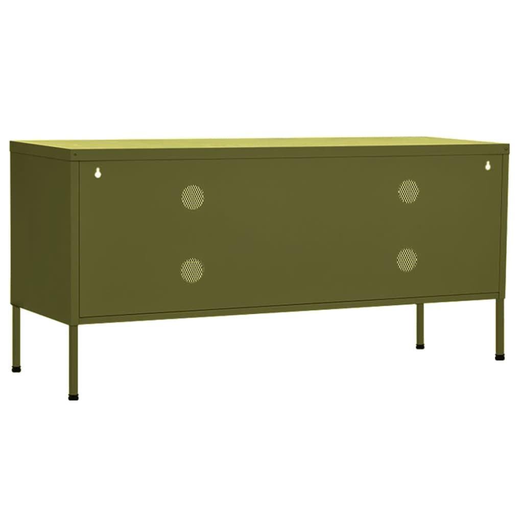 vidaXL Comodă TV, verde măsliniu, 105x35x50 cm, oțel