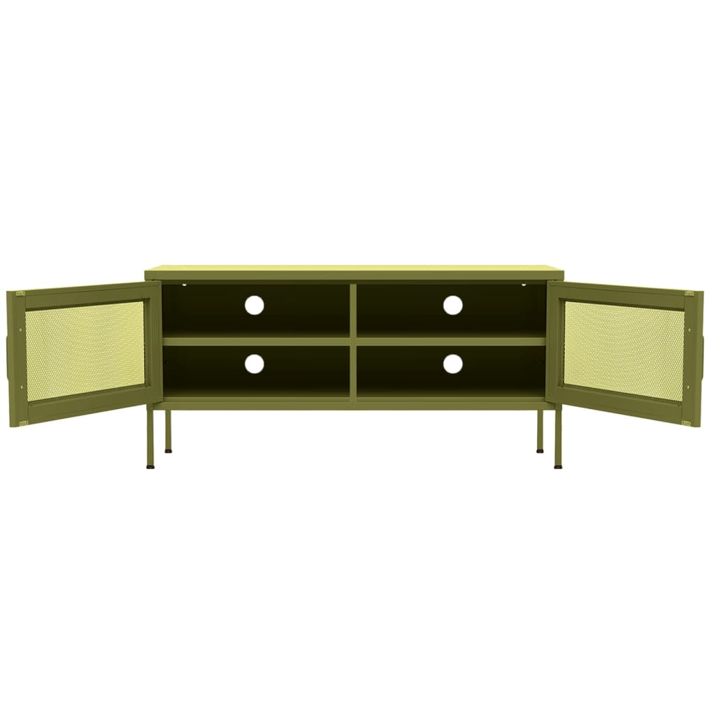 vidaXL Comodă TV, verde măsliniu, 105x35x50 cm, oțel