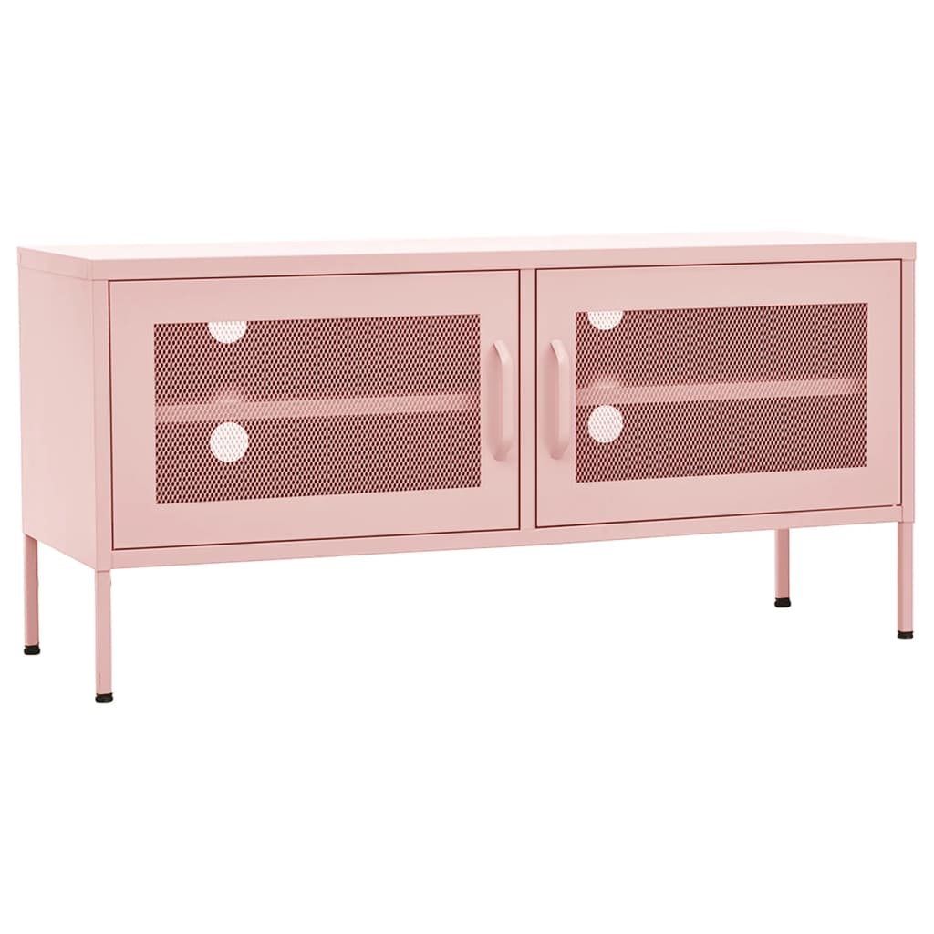 vidaXL Comodă TV, roz, 105x35x50 cm, oțel vidaXL Comodă TV, roz, 105x35x50 cm, oțel