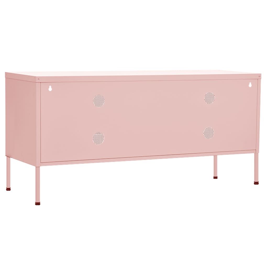 vidaXL Comodă TV, roz, 105x35x50 cm, oțel vidaXL Comodă TV, roz, 105x35x50 cm, oțel