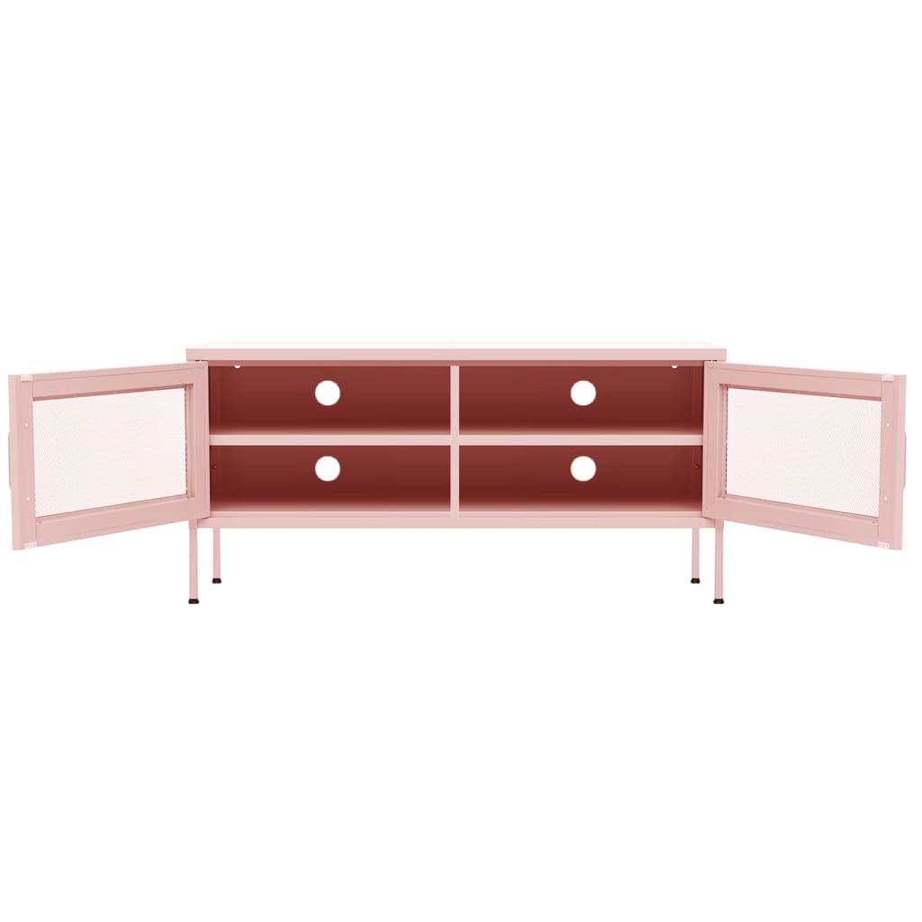vidaXL Comodă TV, roz, 105x35x50 cm, oțel vidaXL Comodă TV, roz, 105x35x50 cm, oțel