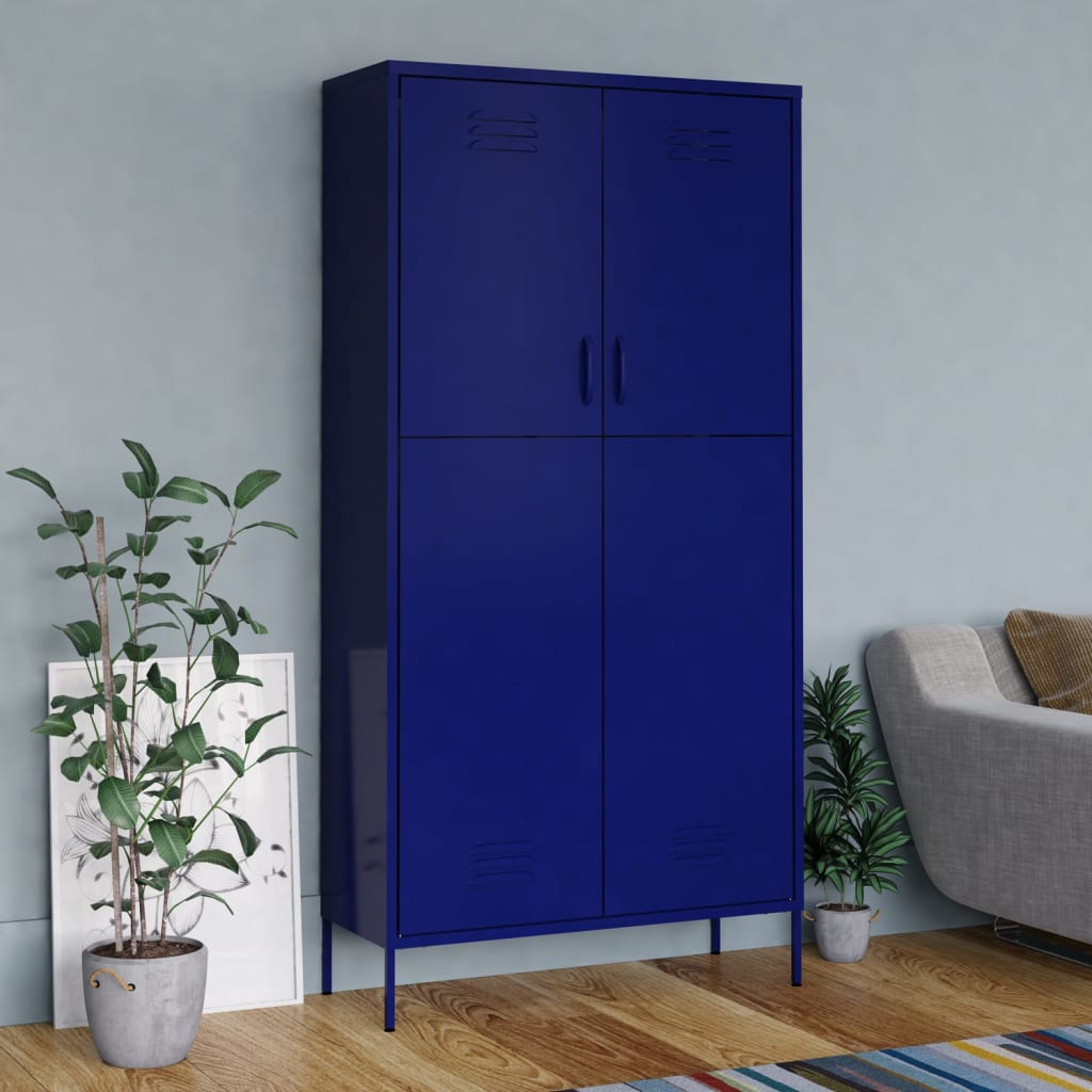 vidaXL Șifonier, bleumarin, 90x50x180 cm, oțel vidaXL Șifonier, bleumarin, 90x50x180 cm, oțel