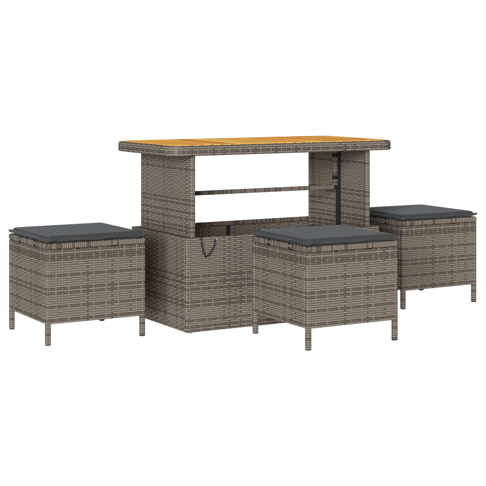 Set canapea grădină vidaXL 10 piese cu perne gri din ratan acacia Set canapea grădină vidaXL 10 piese cu perne gri din ratan acacia