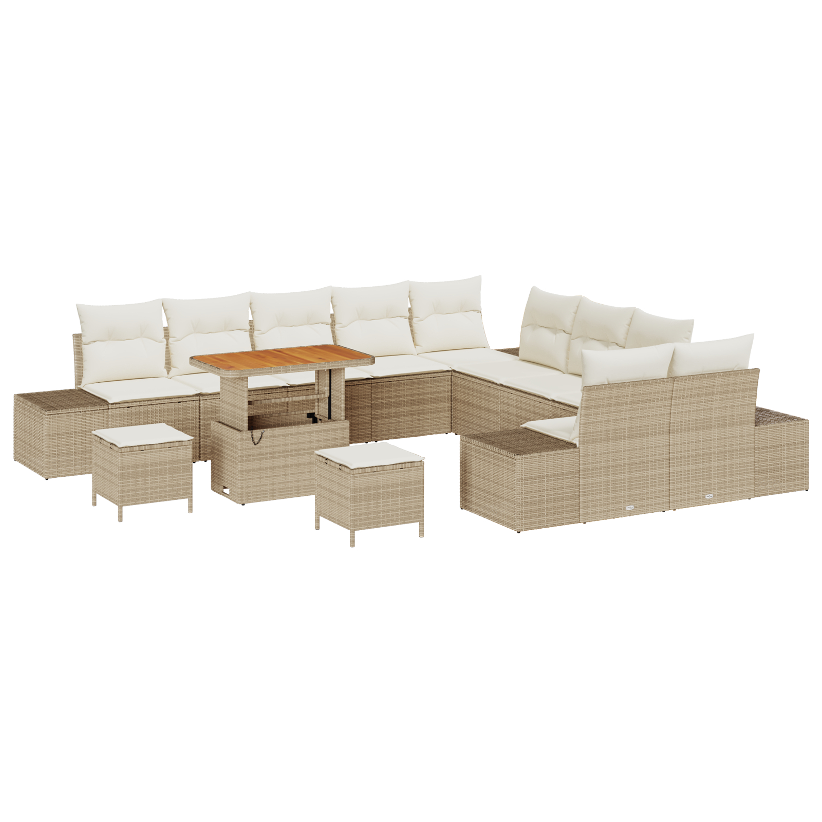 vidaXL Set de canapele pentru grădină cu pernă 13 pcs Bej Rattan poli
