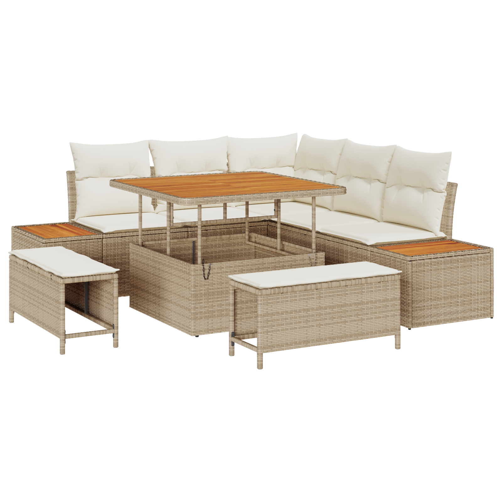 vidaXL Set de canapele pentru grădină cu pernă 8 pcs Bej Rattan poli vidaXL Set de canapele pentru grădină cu pernă 8 pcs Bej Rattan poli