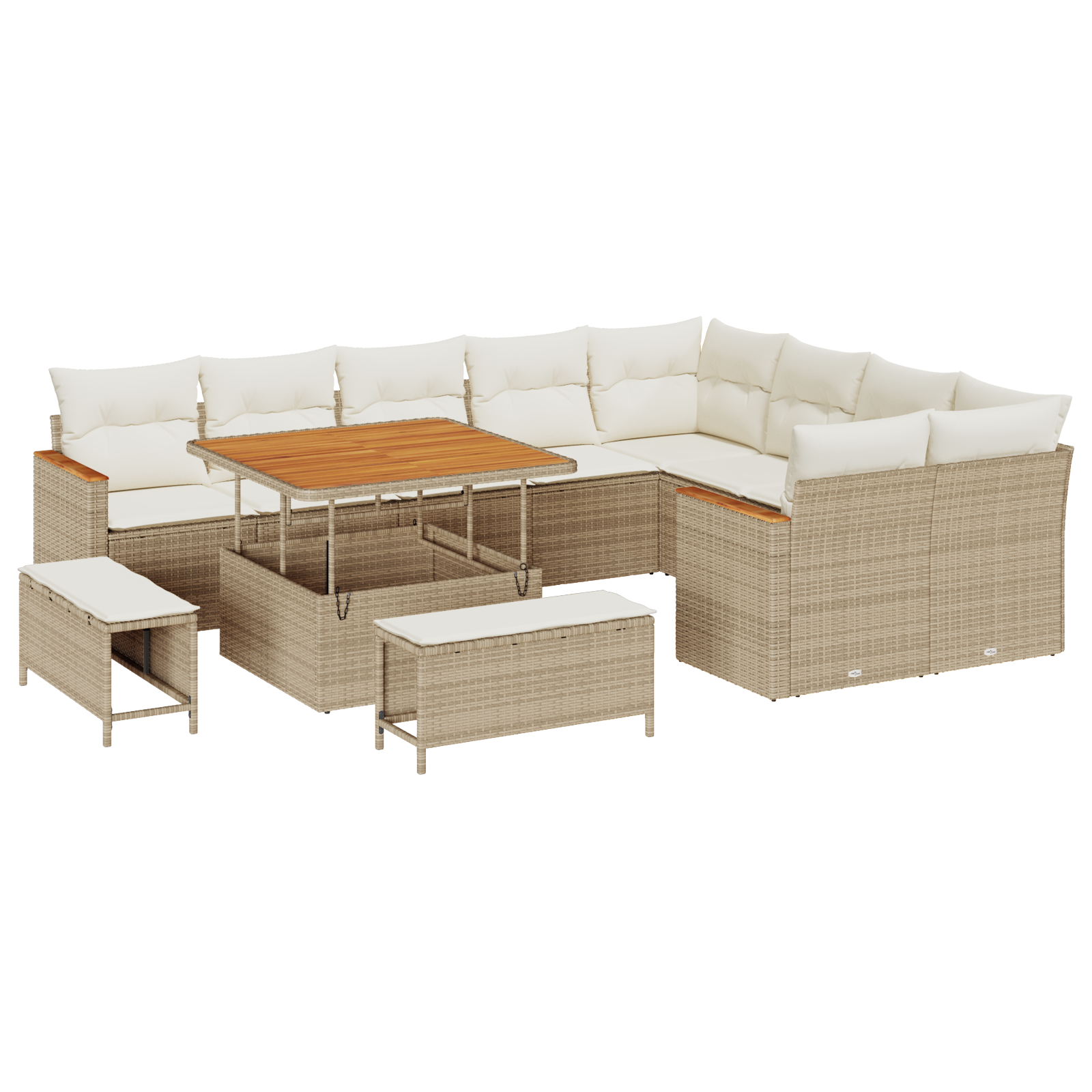 vidaXL Set de canapele pentru grădină cu pernă 12 pcs Bej Rattan poli vidaXL Set de canapele pentru grădină cu pernă 12 pcs Bej Rattan poli