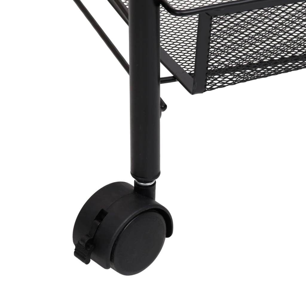 vidaXL Cărucior de bucătărie, 3 niveluri, negru, 46x26x64 cm, fier vidaXL Cărucior de bucătărie, 3 niveluri, negru, 46x26x64 cm, fier