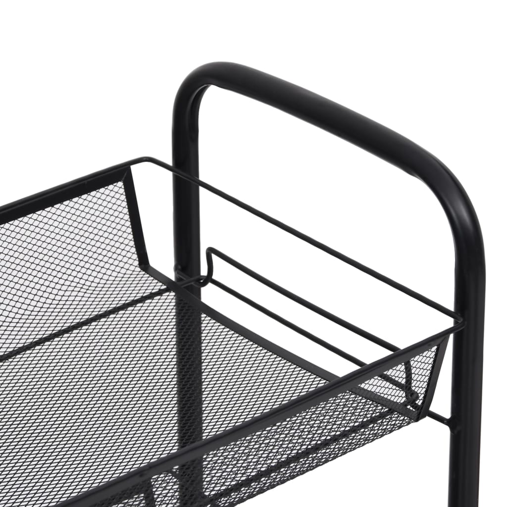 vidaXL Cărucior de bucătărie, 4 niveluri, negru, 46x26x85 cm, fier vidaXL Cărucior de bucătărie, 4 niveluri, negru, 46x26x85 cm, fier