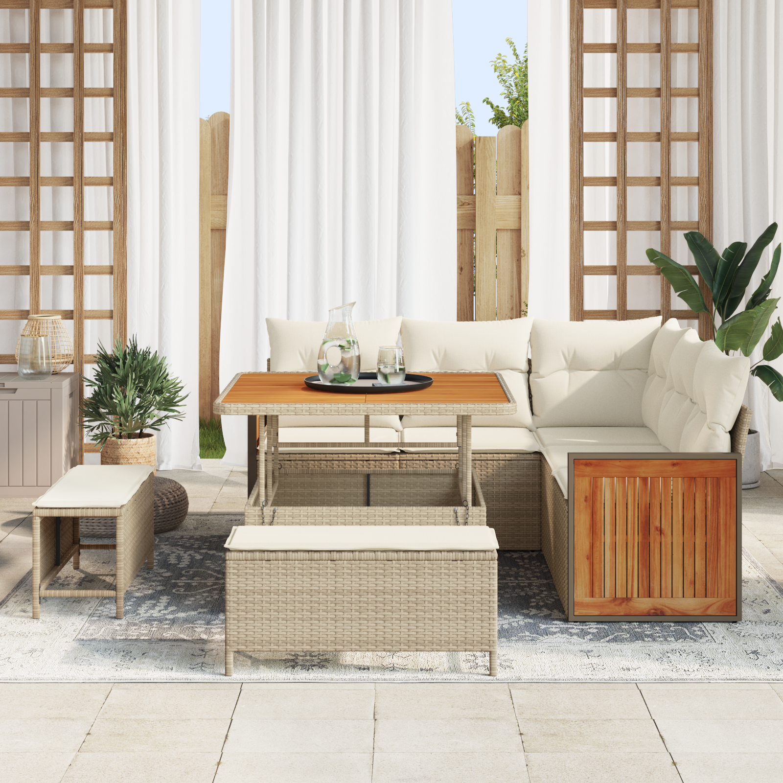 vidaXL Set de canapele pentru grădină cu pernă 8 pcs bej și crem