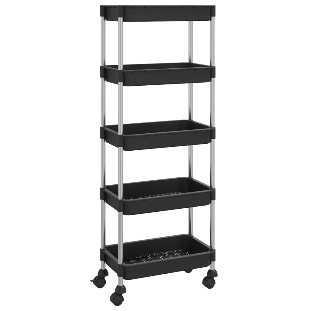 vidaXL Cărucior de bucătărie 5 niveluri negru 42x29x128 cm fier și ABS vidaXL Cărucior de bucătărie 5 niveluri negru 42x29x128 cm fier și ABS