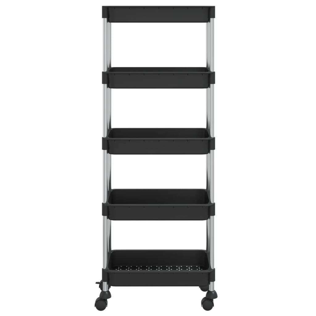 vidaXL Cărucior de bucătărie 5 niveluri negru 42x29x128 cm fier și ABS vidaXL Cărucior de bucătărie 5 niveluri negru 42x29x128 cm fier și ABS