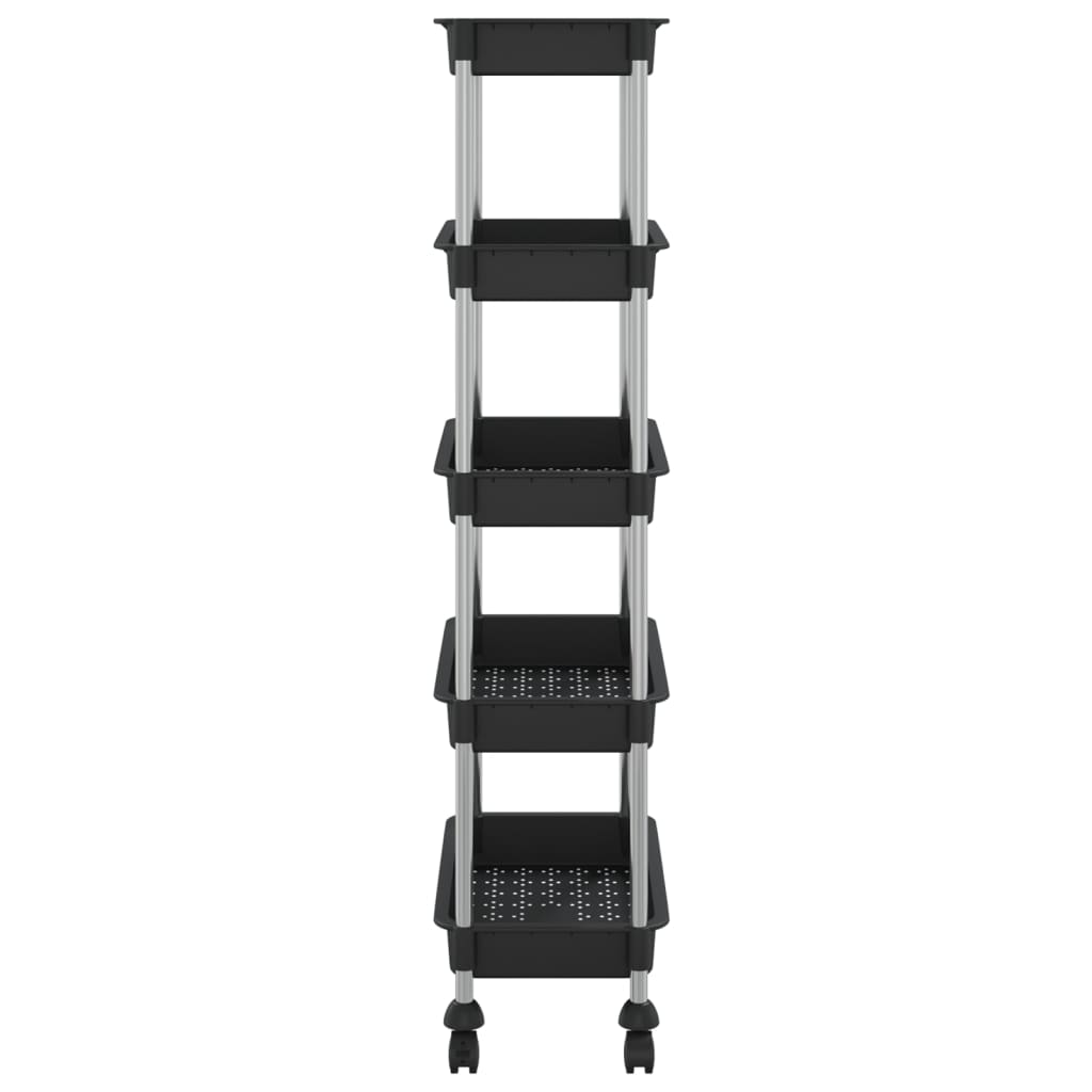 vidaXL Cărucior de bucătărie 5 niveluri negru 42x29x128 cm fier și ABS vidaXL Cărucior de bucătărie 5 niveluri negru 42x29x128 cm fier și ABS