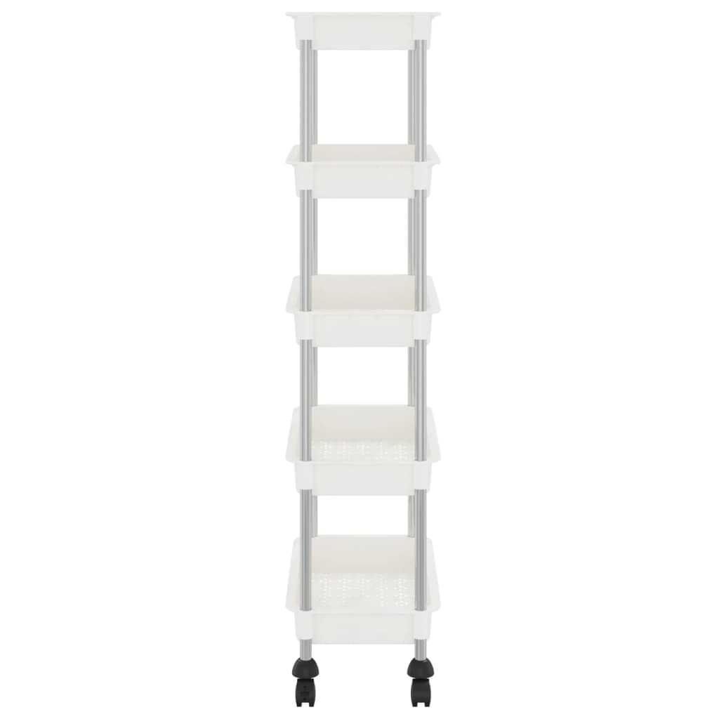 vidaXL Cărucior de bucătărie 5 niveluri alb 42x29x128 cm fier și ABS vidaXL Cărucior de bucătărie 5 niveluri alb 42x29x128 cm fier și ABS