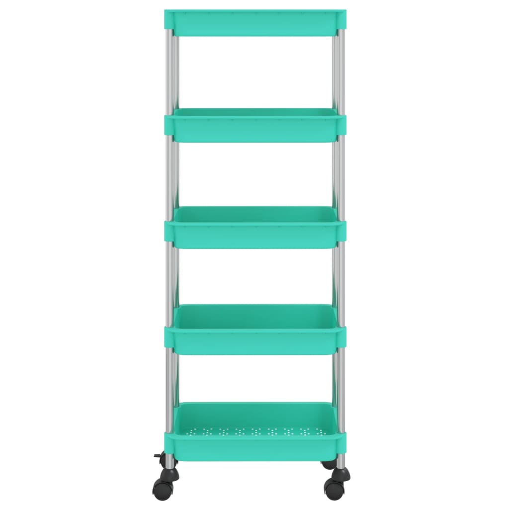 vidaXL Cărucior de bucătărie 5 niveluri turcoaz 42x29x128 cm fier/ABS vidaXL Cărucior de bucătărie 5 niveluri turcoaz 42x29x128 cm fier/ABS