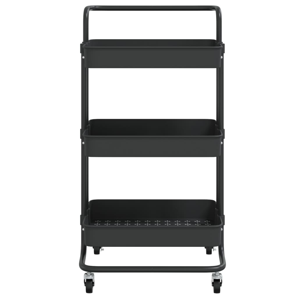 vidaXL Cărucior de bucătărie 3 niveluri negru 42x35x85 cm fier/ABS vidaXL Cărucior de bucătărie 3 niveluri negru 42x35x85 cm fier/ABS