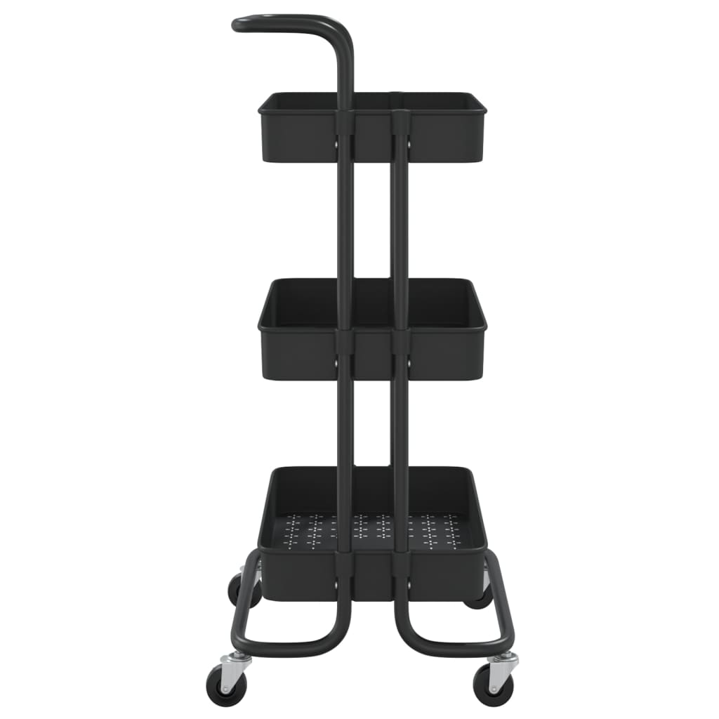 vidaXL Cărucior de bucătărie 3 niveluri negru 42x35x85 cm fier/ABS vidaXL Cărucior de bucătărie 3 niveluri negru 42x35x85 cm fier/ABS