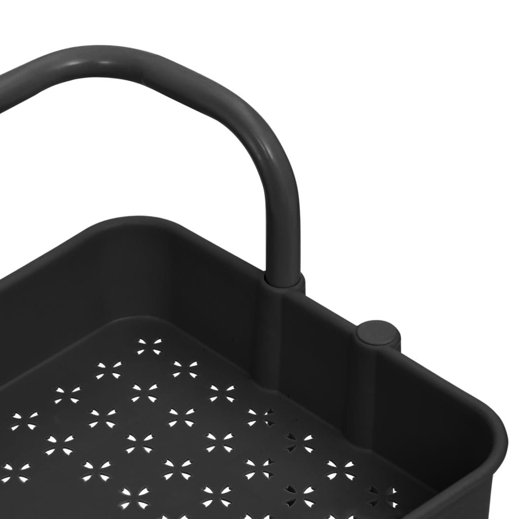 vidaXL Cărucior de bucătărie 3 niveluri negru 42x35x85 cm fier/ABS vidaXL Cărucior de bucătărie 3 niveluri negru 42x35x85 cm fier/ABS