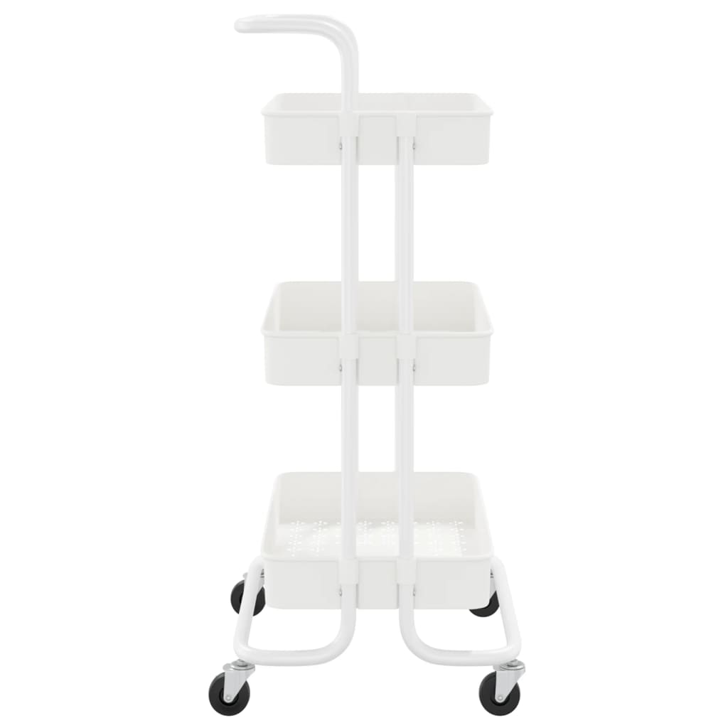 vidaXL Cărucior de bucătărie 3 niveluri alb 42x35x85 cm fier și ABS vidaXL Cărucior de bucătărie 3 niveluri alb 42x35x85 cm fier și ABS