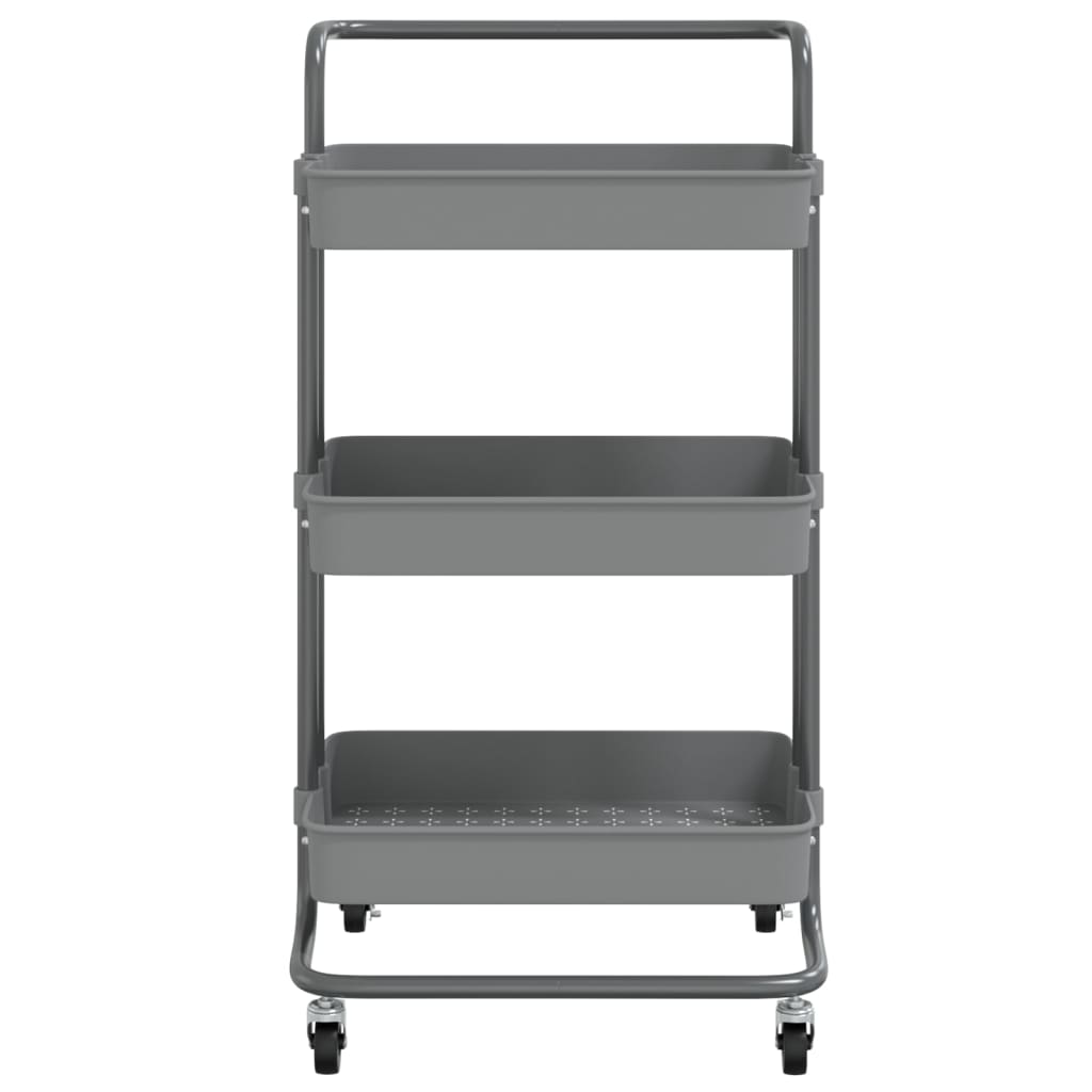 vidaXL Cărucior de bucătărie 3 niveluri gri 42x35x85 cm fier și ABS vidaXL Cărucior de bucătărie 3 niveluri gri 42x35x85 cm fier și ABS