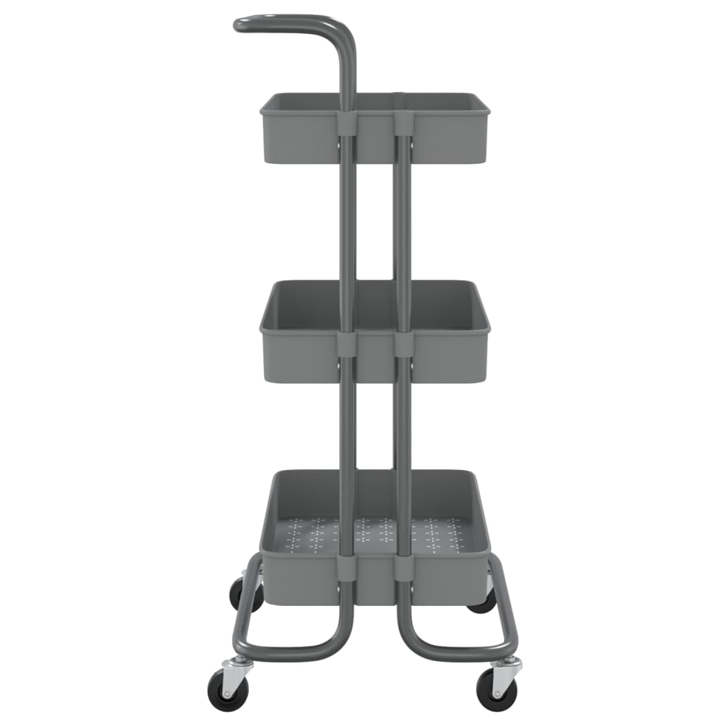 vidaXL Cărucior de bucătărie 3 niveluri gri 42x35x85 cm fier și ABS vidaXL Cărucior de bucătărie 3 niveluri gri 42x35x85 cm fier și ABS