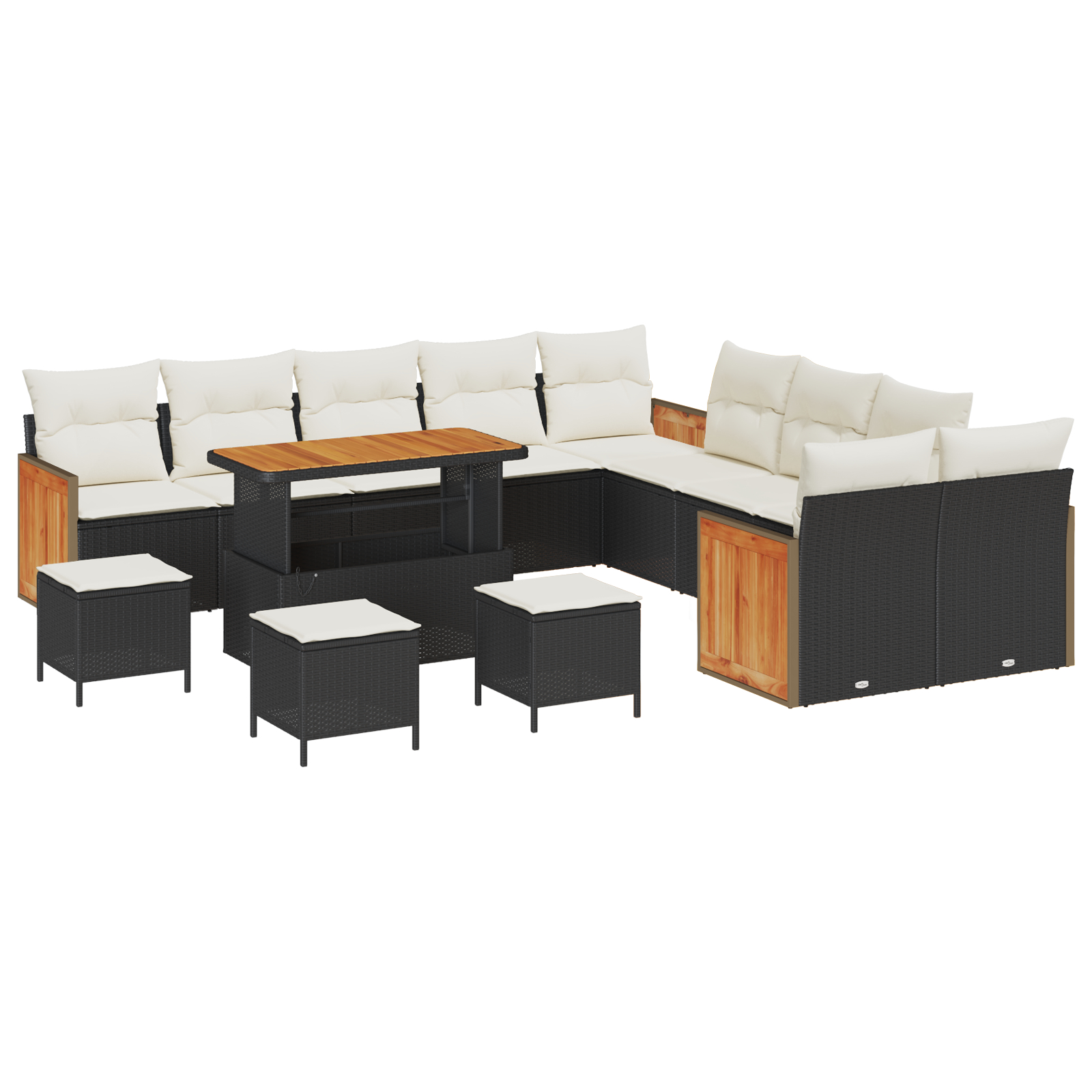 vidaXL Set de canapele pentru grădină cu pernă 14 pcs negru și crem